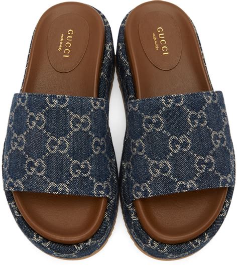 gucci platform wedge sandals|Gucci denim platform sandals.